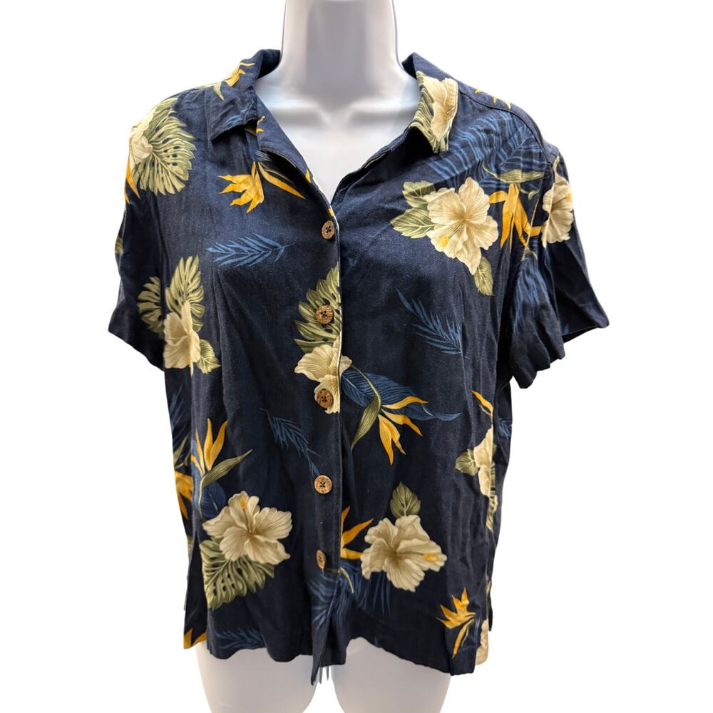 vtg island shores men button downs cruise resort casual Jamaica Bay  blue